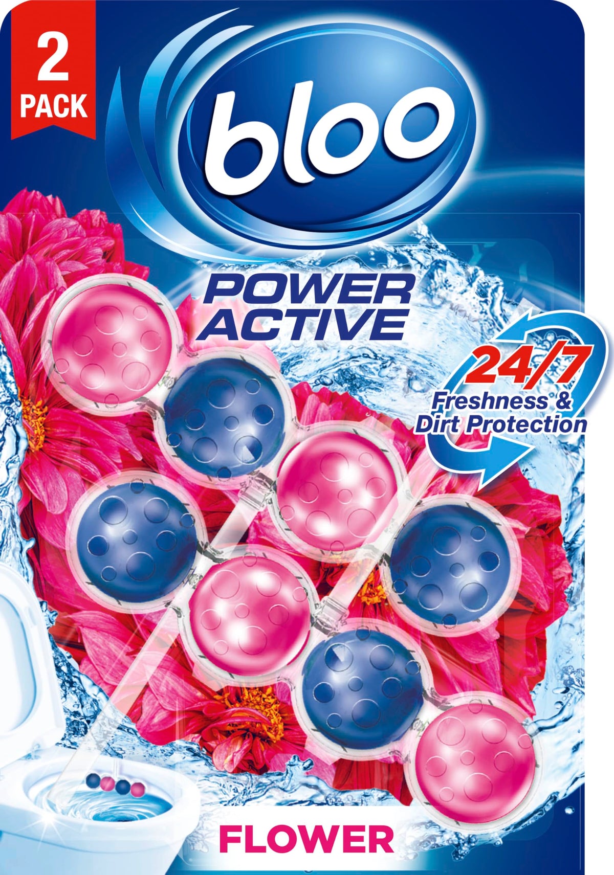 Bloo Power Active Toilet Rim Block & Freshener, Fresh Flowers, Pack of 1