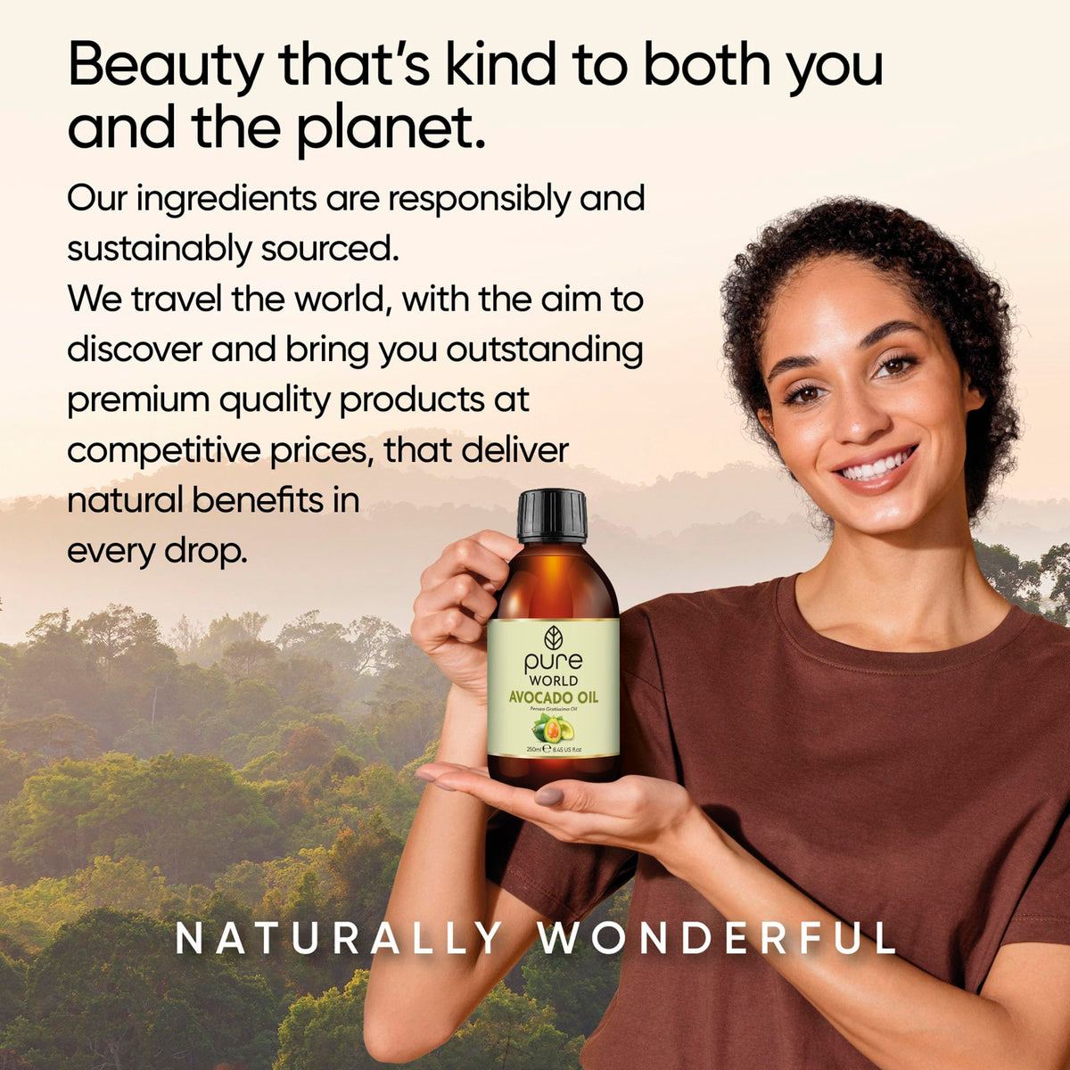 Pure World Natural Castor Oil 250ML Cold & Freshly Pressed 100% Pure and Undiluted Hexane Free Nourish Your Skin and Hair Eyebrows, Nails, Beard, Hair, Eyelash Growth Food Grade