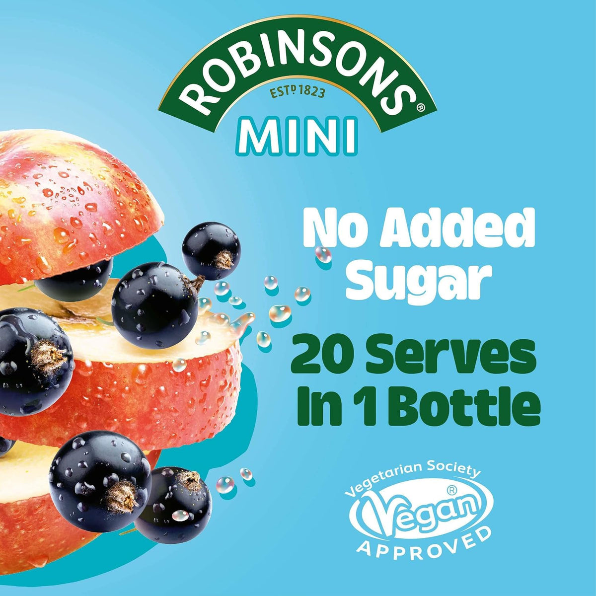 Robinsons Mini, No Added Sugar, Low Calorie, Apple and Blackcurrant, Makes 20 Drinks Per Pack, 66 ml