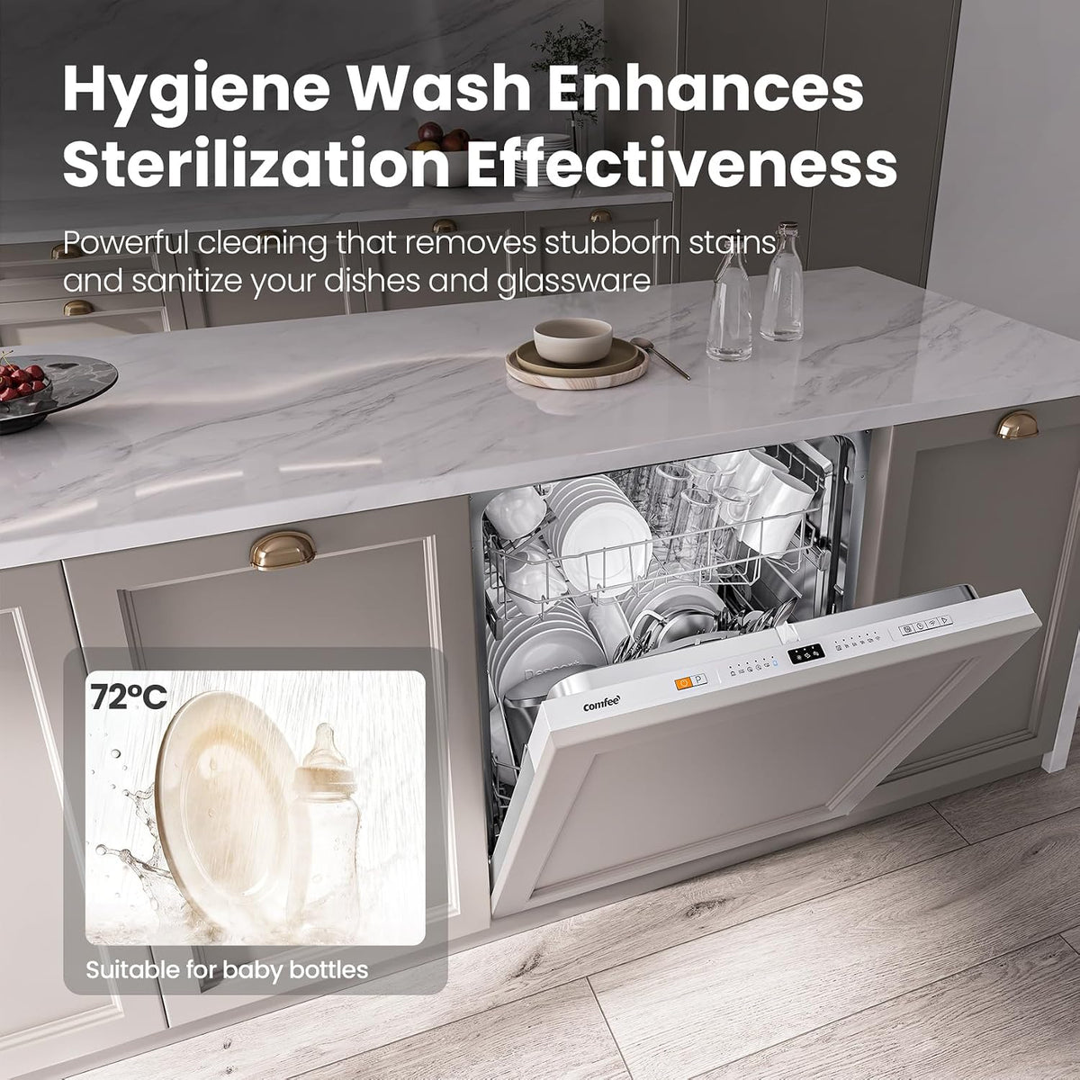 COMFEE' Fully Integrated Dishwasher, 12 Place Settings, 60cm