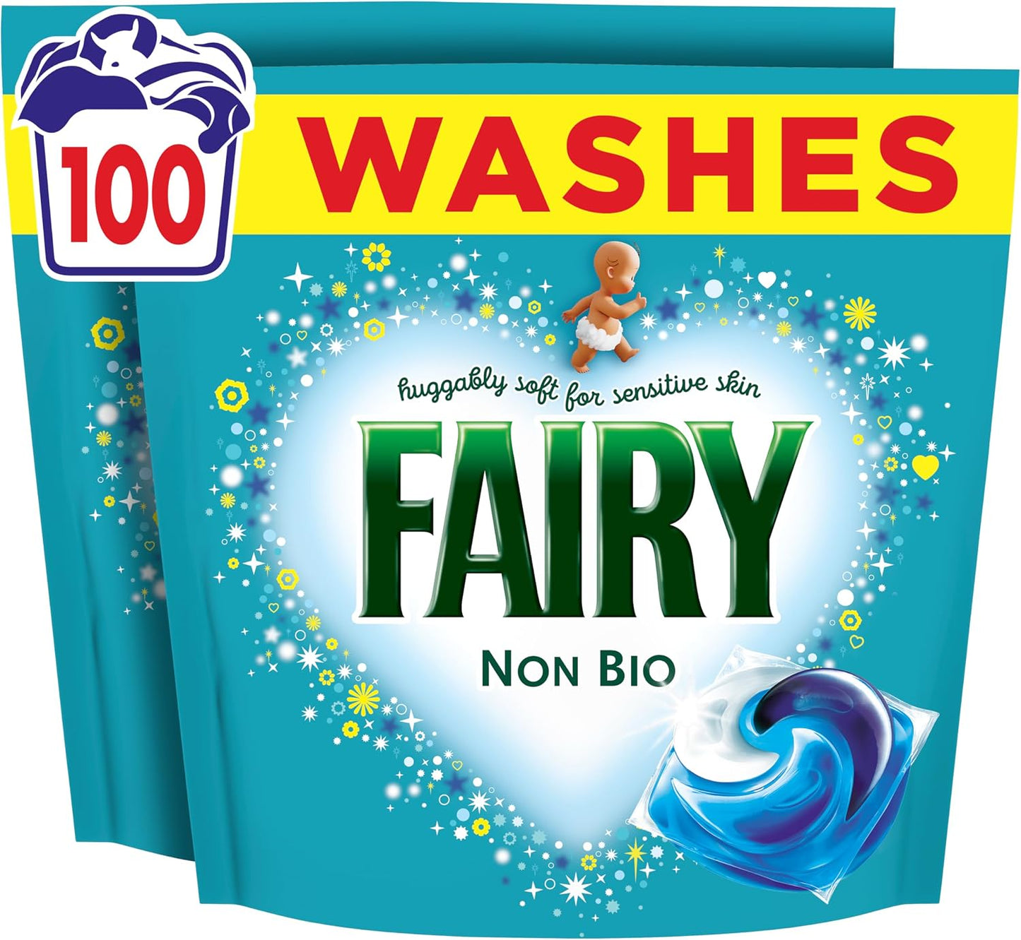 Fairy Non Bio Washing Liquid Pods, Voted No1 for Sensitive Skin 100 Washes