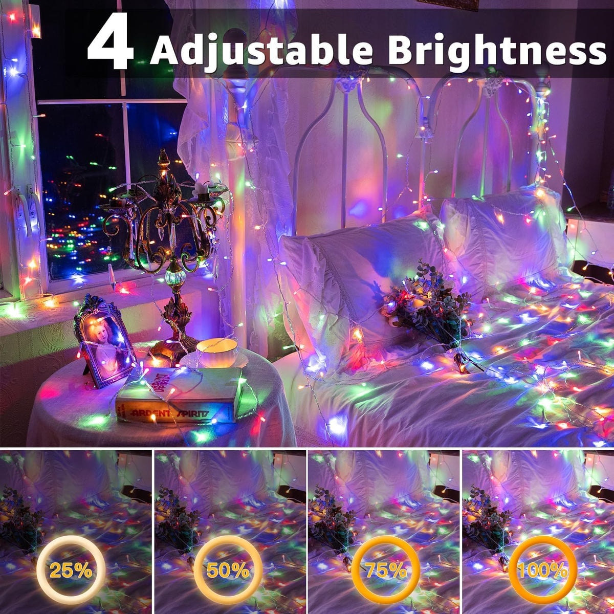 Ollny Fairy Lights Mains Powered 20m 200 LED Outdoor String Plug Remote
