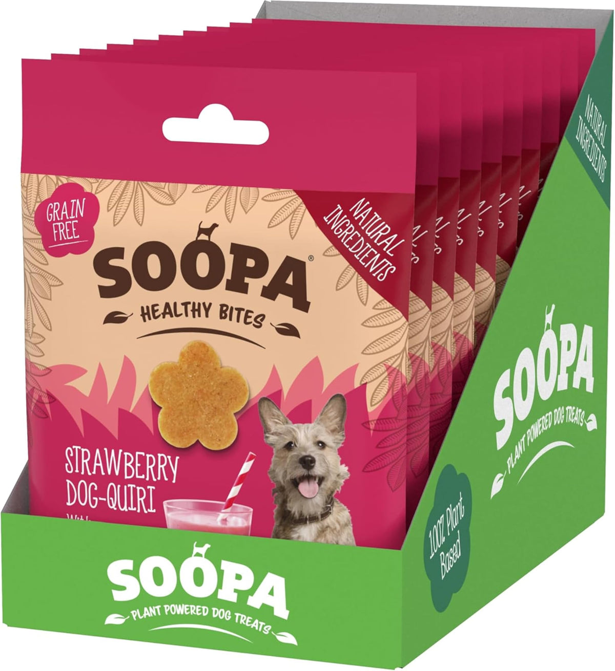 Soopa Strawberry Dog-Quiri Healthy Bites, Dog Training Treats, 50 g, 1-Pack