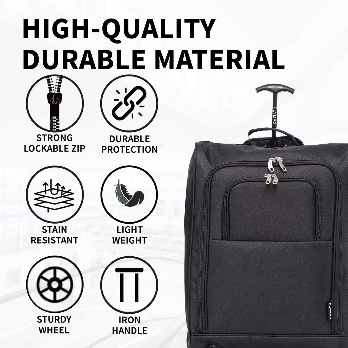 Easyjet 45x36x20 Carry on Suitcase Approved Underseat Cabin Bag Case Lightweight Hand Luggage 1.3kg 33L Black