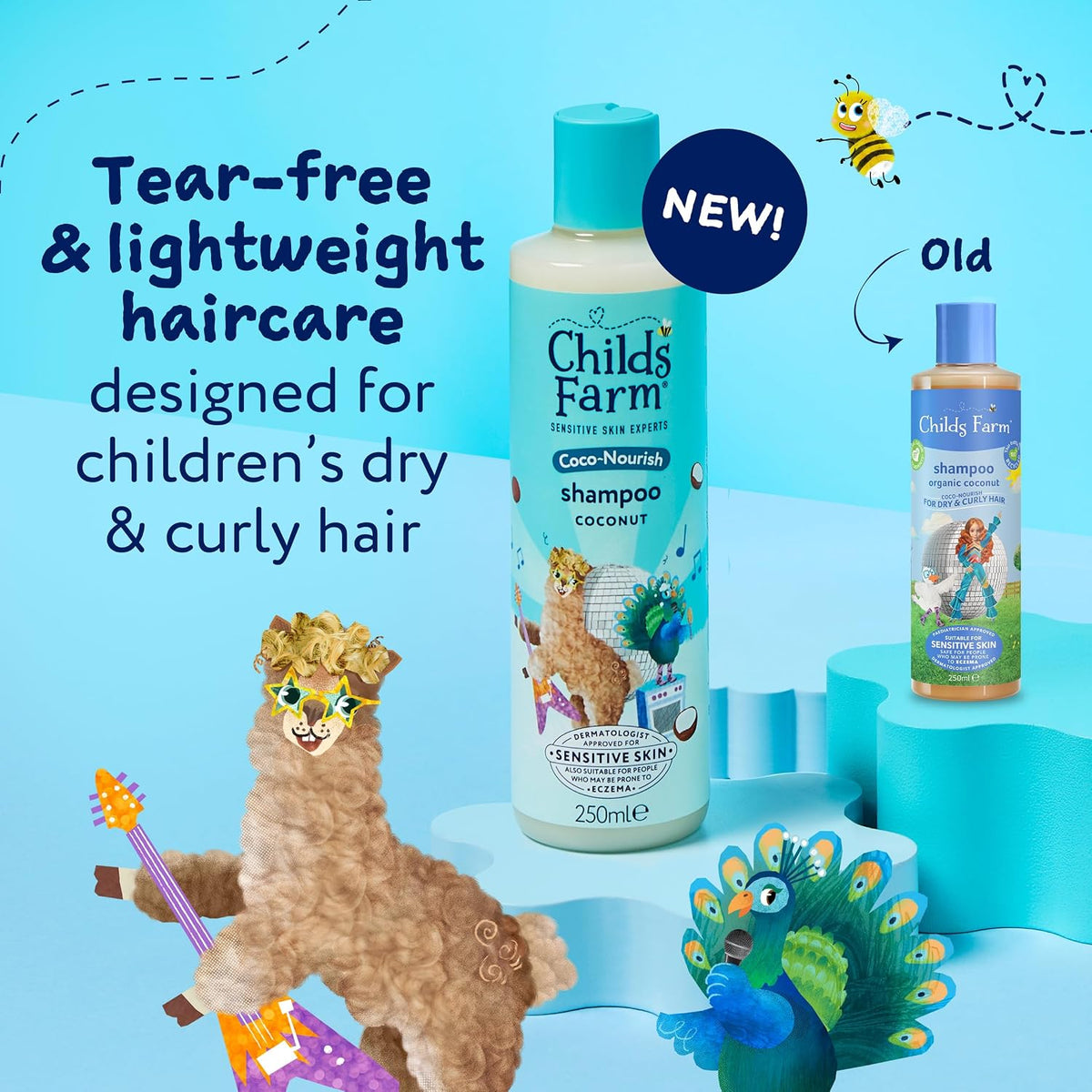 Childs Farm Coco-Nourish Shampoo, Gently Cleanse Dry and Curly Hair, Tear Free, Coconut, Kids, 250ml