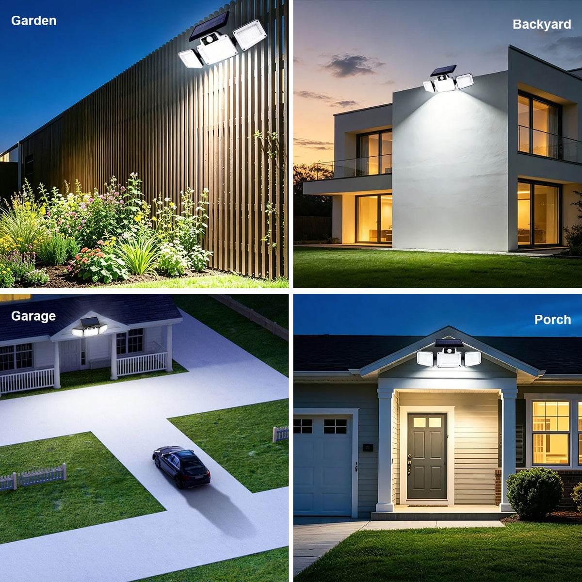 JumJam Solar Flood Lights, Security Lights Outdoor Motion Sensor for Garden