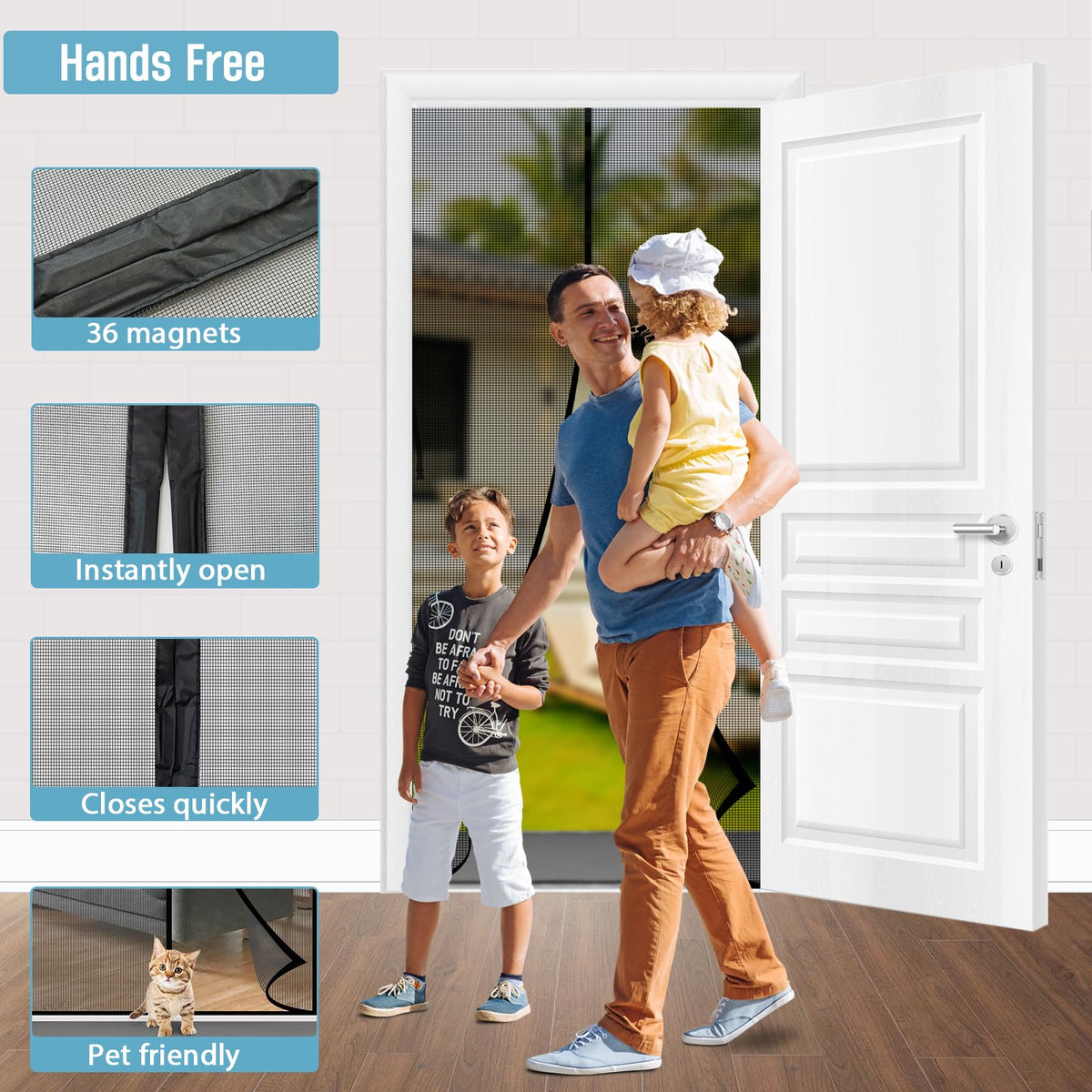 YRH Magnetic Fly Screen Door (90x210cm, Black)