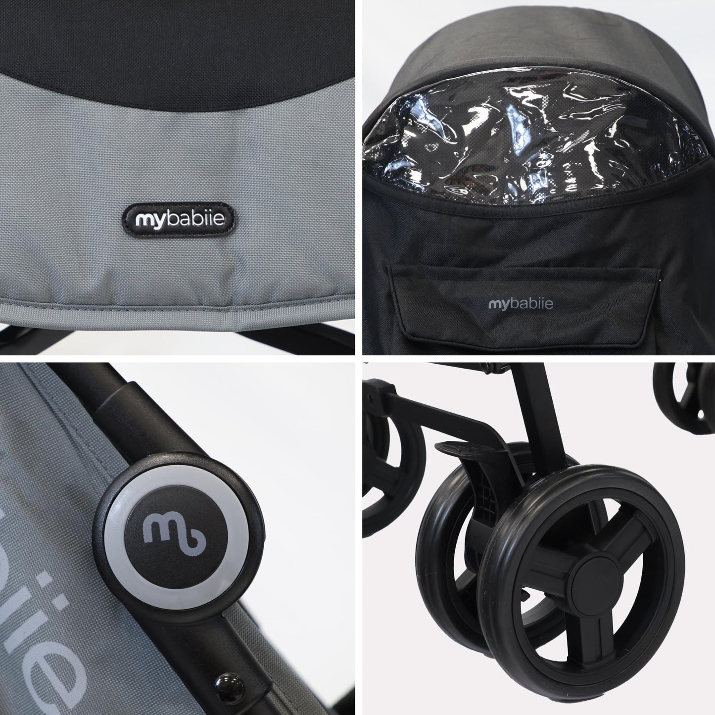 My Babiie MB02 Plus Stroller - from Birth to 4 Years (22kg), Lightweight & Compact Umbrella Fold, Travel Buggy for Toddlers, Pushchair Includes Cup Holder and Rain Cover - Pink & Grey