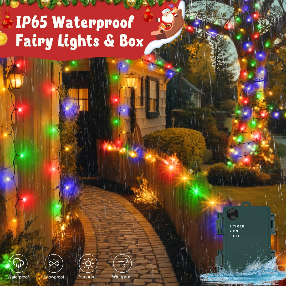 Gcstnn Battery Fairy Lights, 3M/9.8Ft 30LED Battery Powered Fairy Lights Indoor Outdoor with 6h Timer Waterproof String Lights On Green Cable,for Bedroom Christmas Tree Decorations,Garden-Cool White