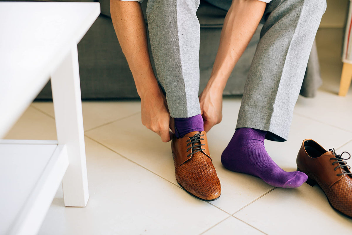 ZAKIRA Combed Cotton Dress Socks, Crew Socks