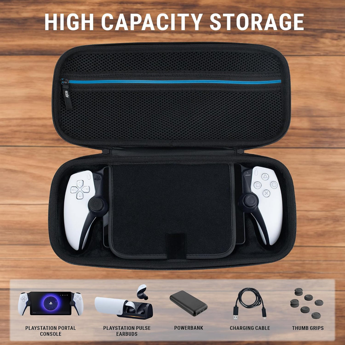 Carry Case designed for Playstation Portal remote player for PS5 Console holds accessories and offers Travel and Storage Protection for headset charger headset & more - Black/White - Gift box edition