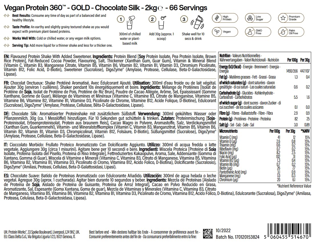 Protein Works | Vegan Protein 360 - Gold, Chocolate Bueno, 1kg