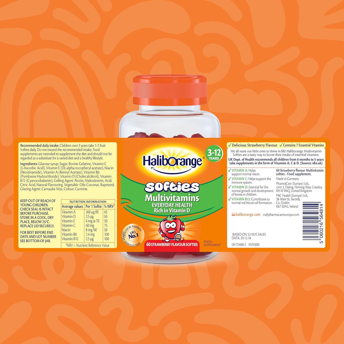 Haliborange Kids Multivitamin Fruit Softies, 60 Chewable Vitamins
