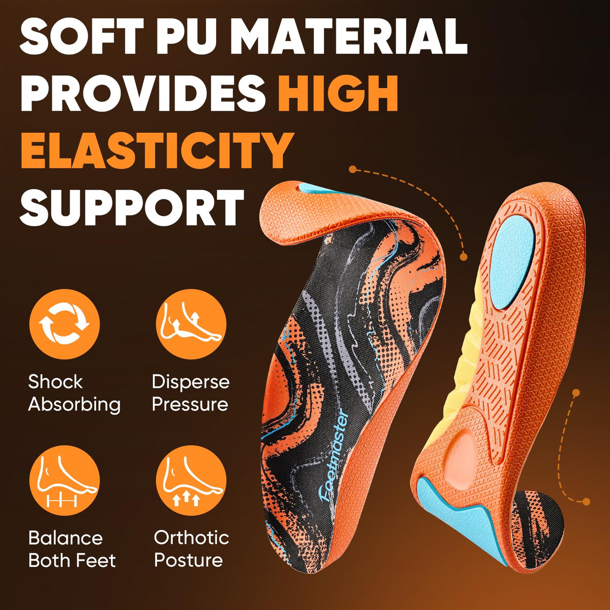 Footmaster Plantar Fasciitis Pain Relief Insoles,All-Day Comfort Orthotic Shoe Inserts with Arch Support,Shock Absorbing for Heel Pain and Flat Feet