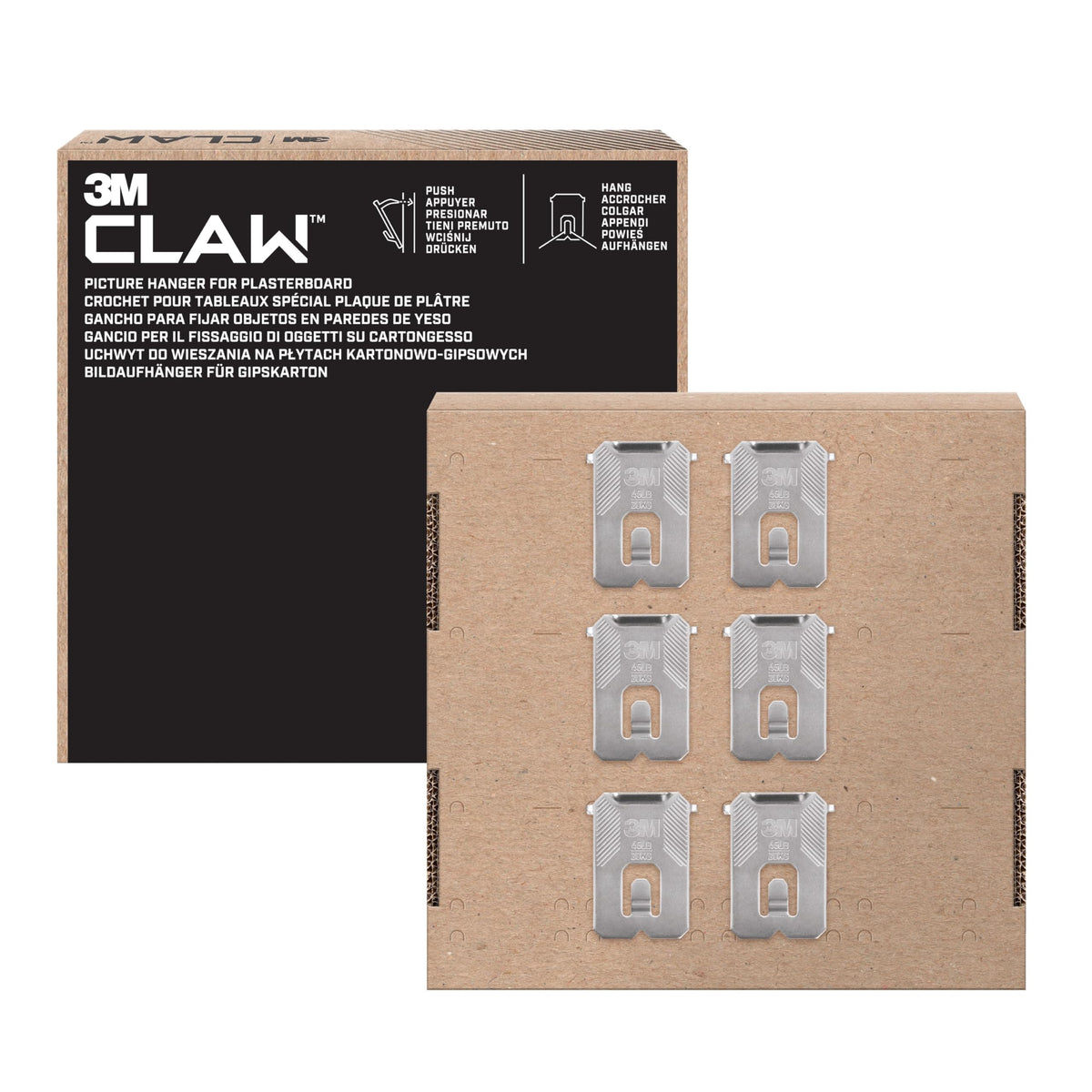3M Claw Plasterboard Picture Hanging Wall Hooks For Hanging Home Décor, 4 Hangers, Holds up to 7 kg - Ideal for Heavyweight Items