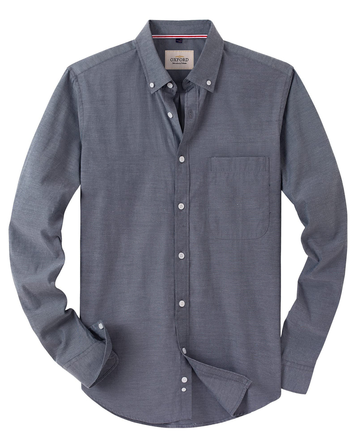 J.VER Men's Long Sleeve Oxford Shirts Smart Casual Business Formal Plain Non Iron Button Down Shirt with Pocket