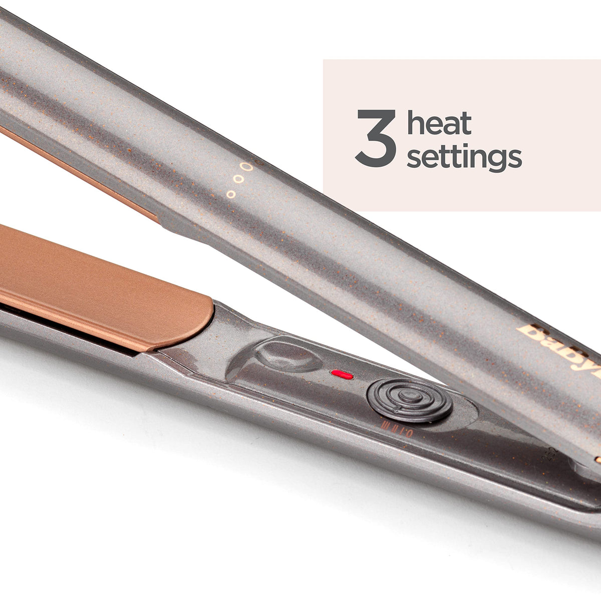 BaByliss Rose Gold Hair Straighteners - Ceramic Plates for Smooth Styling, Multi-Voltage Worldwide use, Ultra-Fast 15 Second Heat Up, 3 Heat Settings Up to 235°C, 2598U