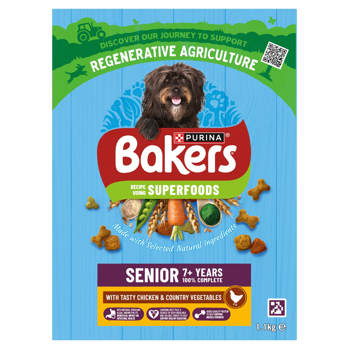 BAKERS Superfoods Small Dog Adult Dry Dog Food Chicken 1.1kg (Pack of 5)