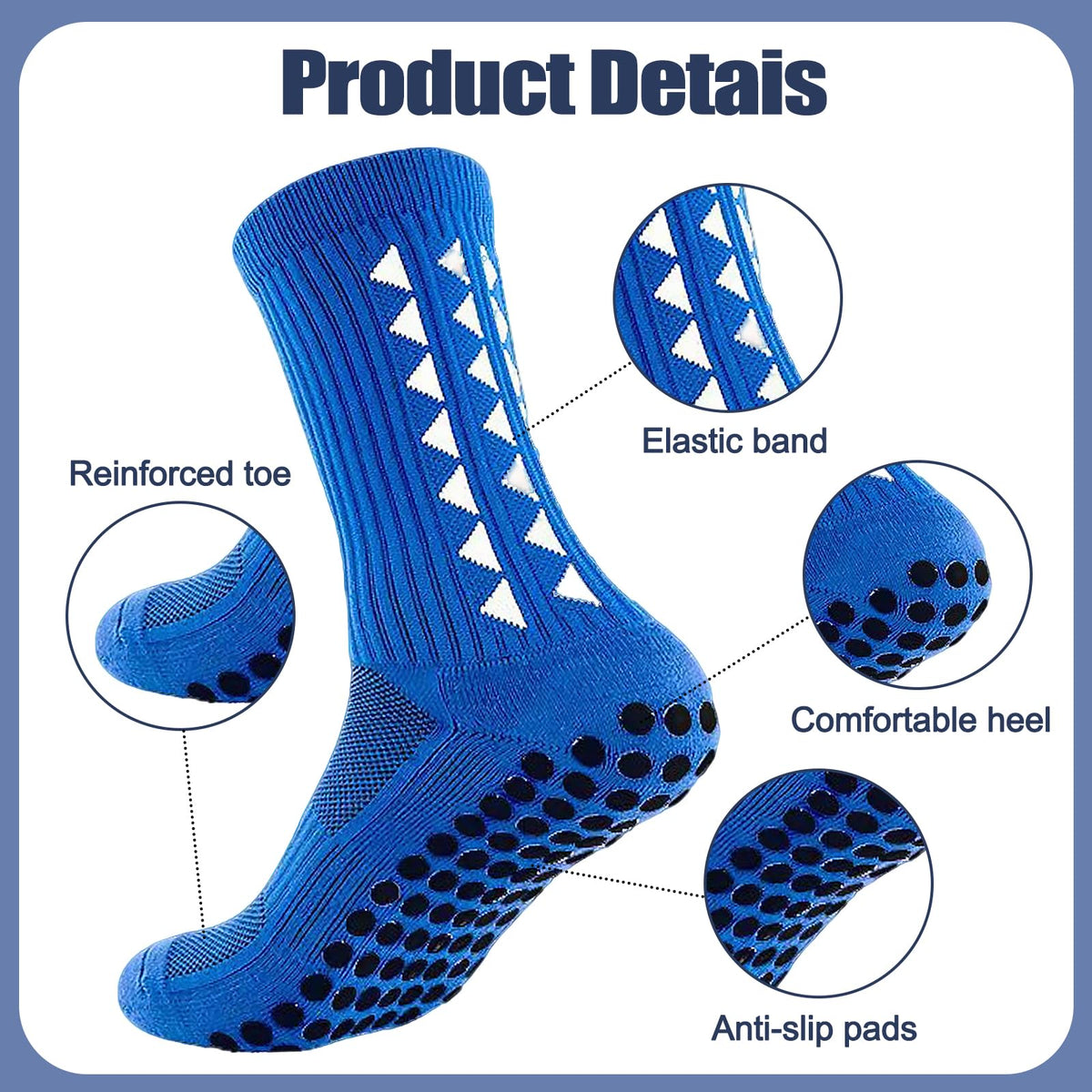 3 Pairs Non Slip Football Socks, Football Grip Socks for Men, Soccer Socks with Rubber Dots for Yoga Running Hiking