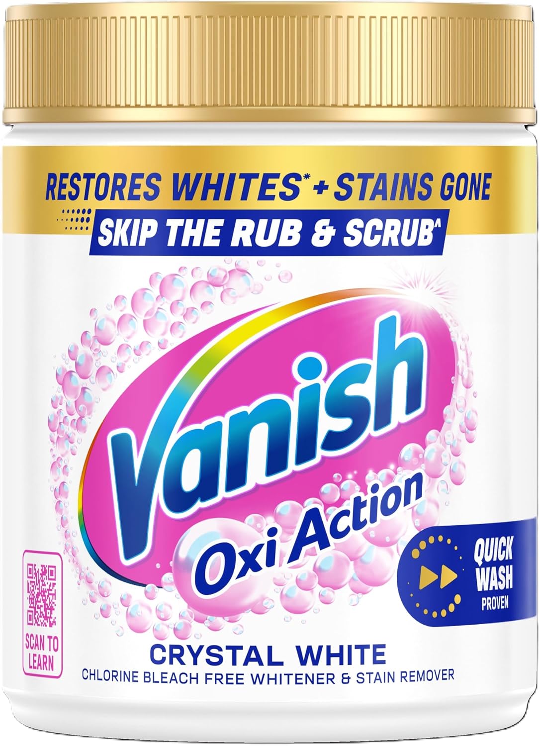 Vanish Stain Remover, Gold Oxi Action Powder, 470g, Restores Whites and Protects Laundry from Greying, Removes Stains, Odours Laundry Detergent Leave Behind, Bleach Free