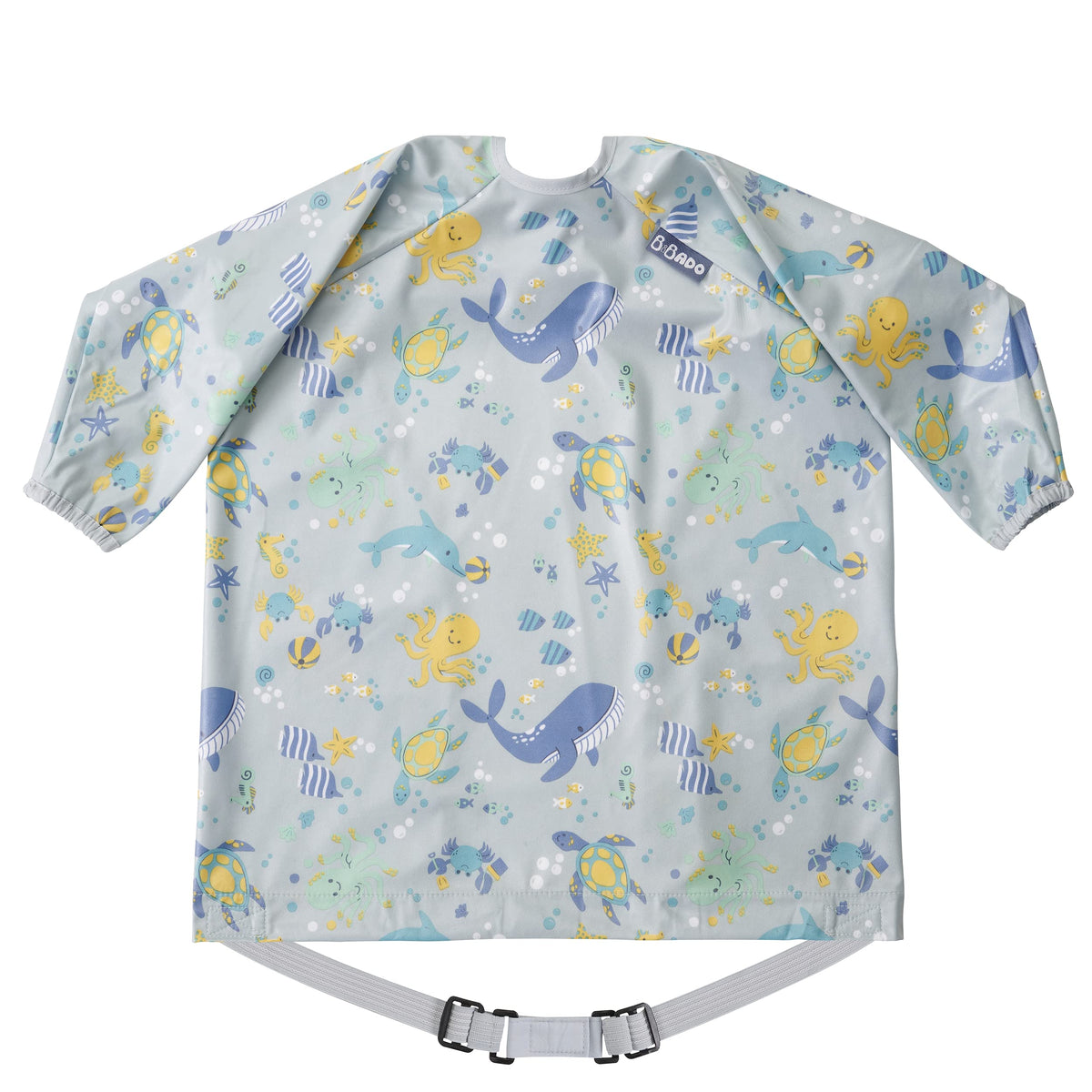 BIBaDO Long Sleeve Baby Bibs - Coverall Weaning Bib with Highchair Strap