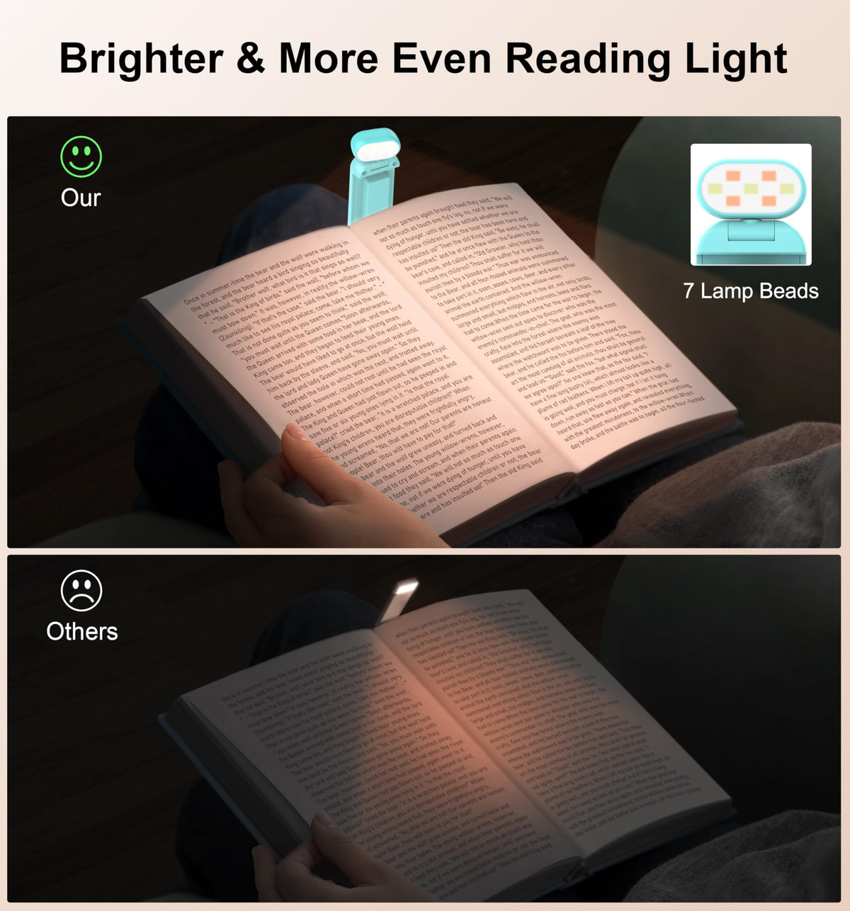 Gritin Book Light Rechargeable, Reading Light Lamp Clip on Books