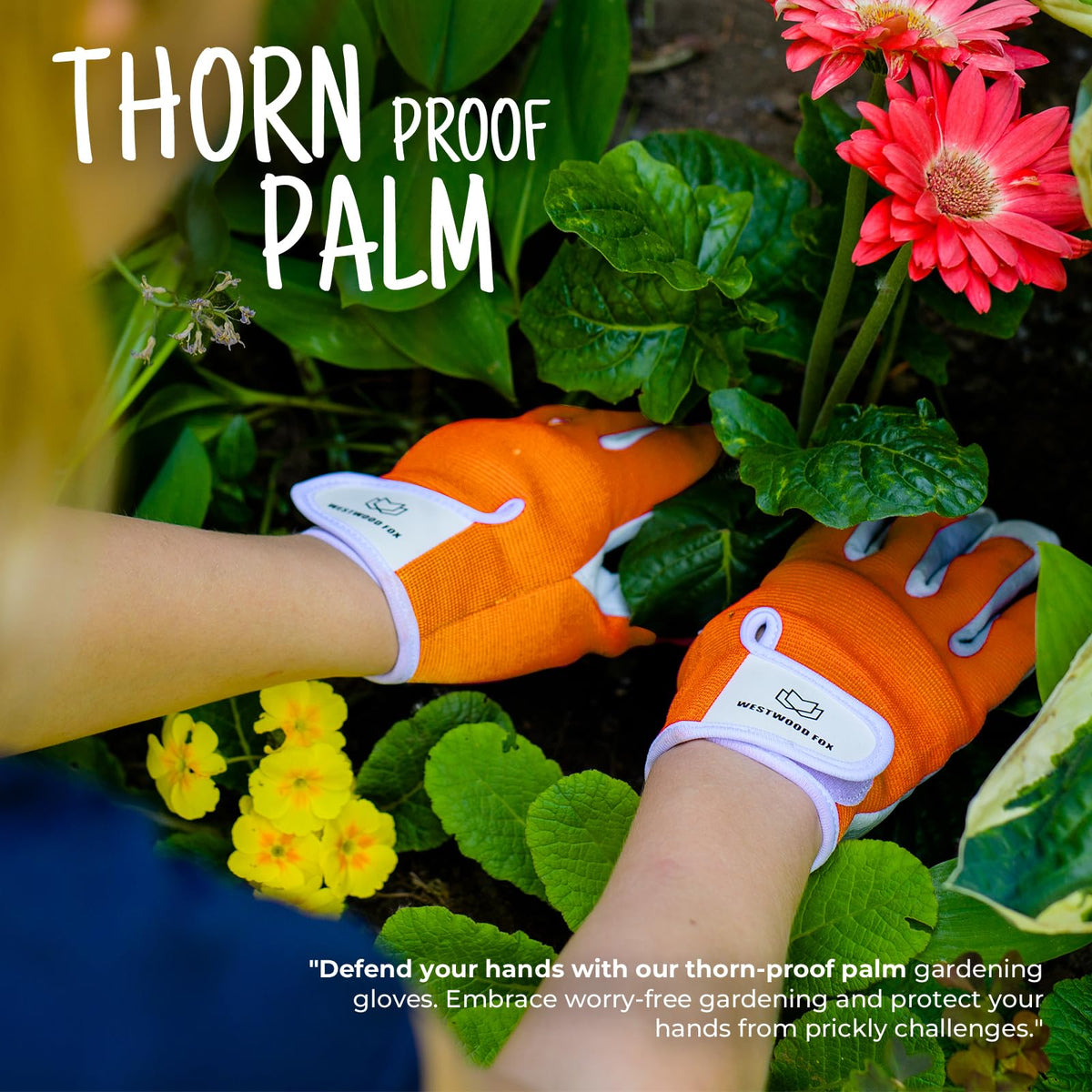 WESTWOOD FOX Ladies/Mens Leather Gardening Gloves Thorn Proof Rigger Garden work gloves, Safety Working Gloves, Premium Quality (Orange, S)
