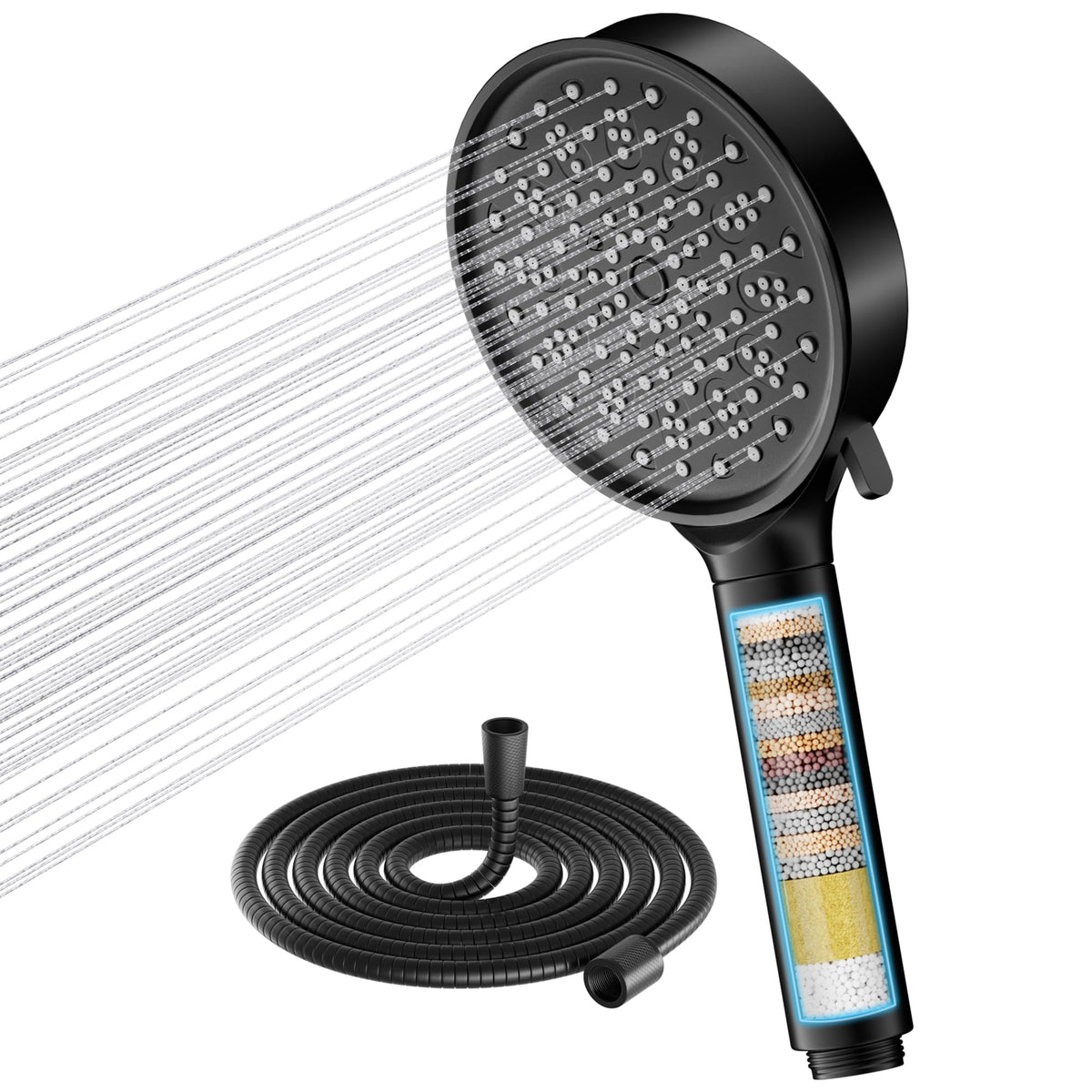 Cobbe Hard Water Filter Shower Head with 1.5m Hose and Holder
