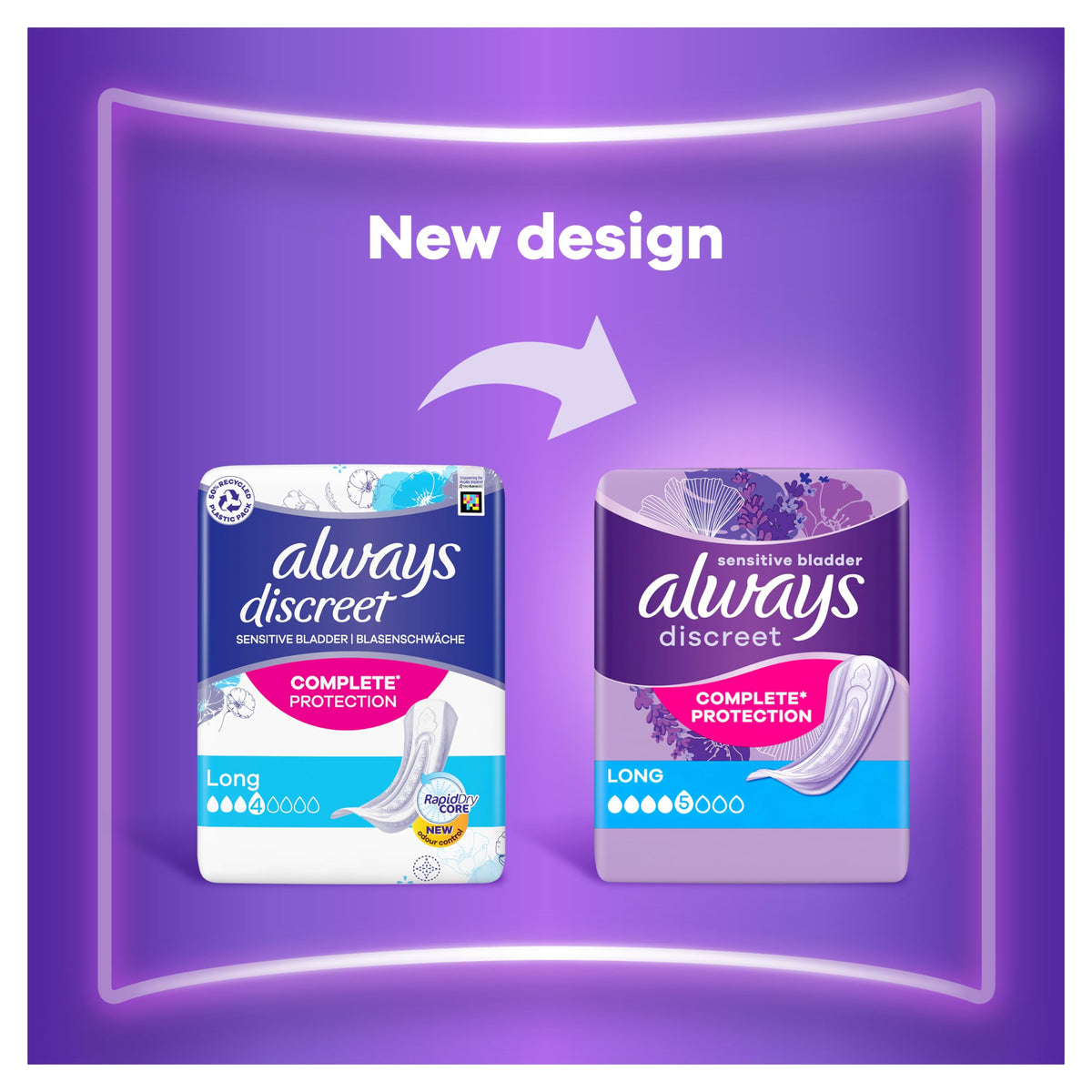 Always Discreet Incontinence Pads Long Plus 64ct