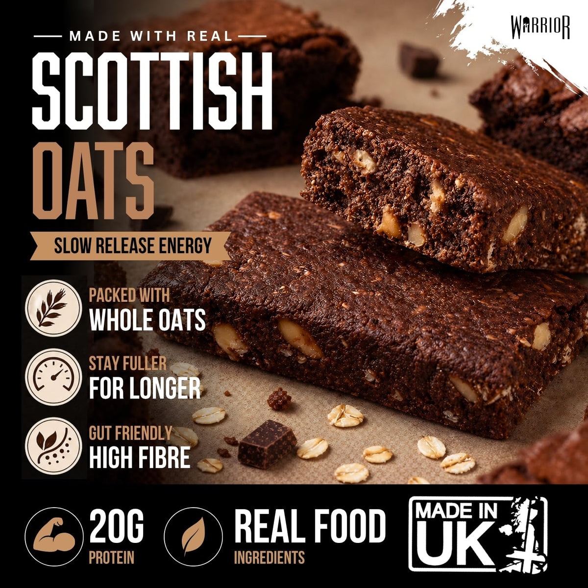Warrior RAW Protein Bars 12 x 75g High Protein Oat Flapjack Snack