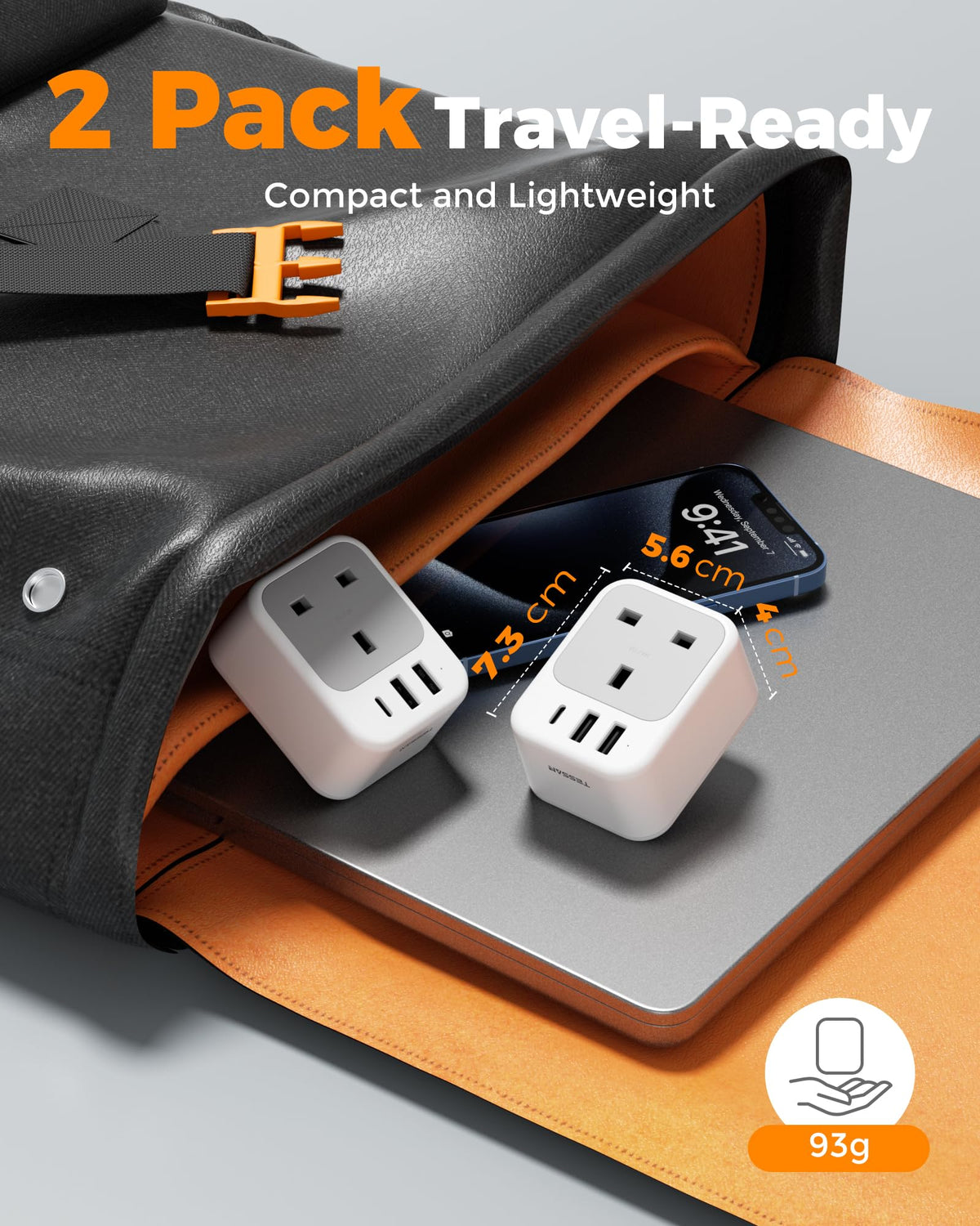 TESSAN UK to South Africa Plug Adapter, Type M Travel Adaptor with USB C