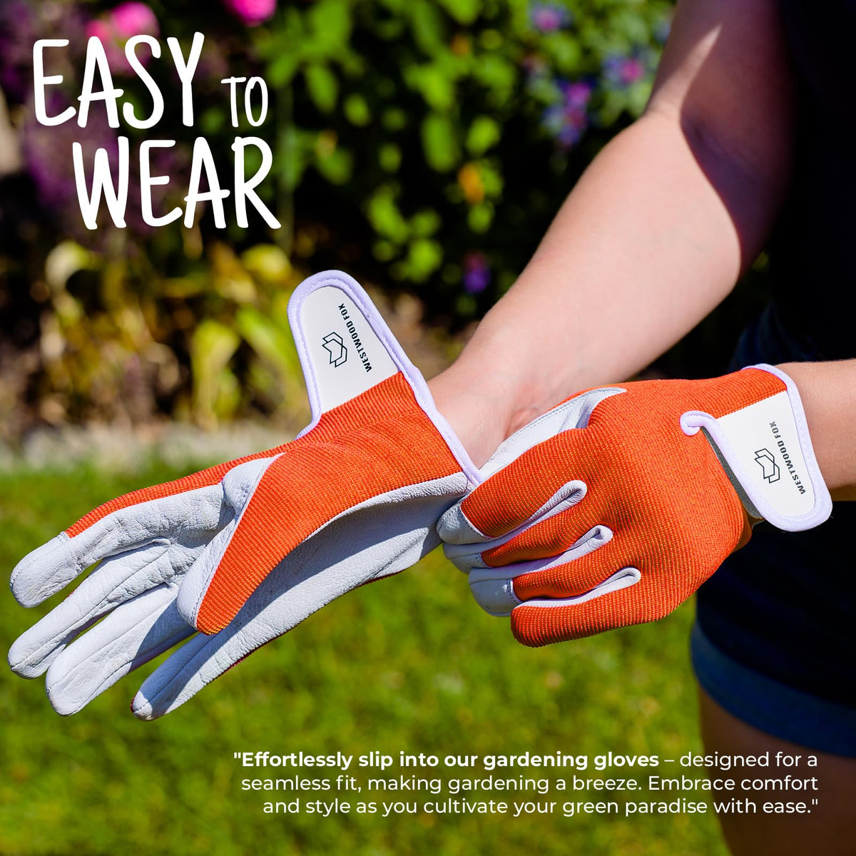 WESTWOOD FOX Ladies/Mens Leather Gardening Gloves Thorn Proof Rigger Garden work gloves, Safety Working Gloves, Premium Quality (Orange, S)
