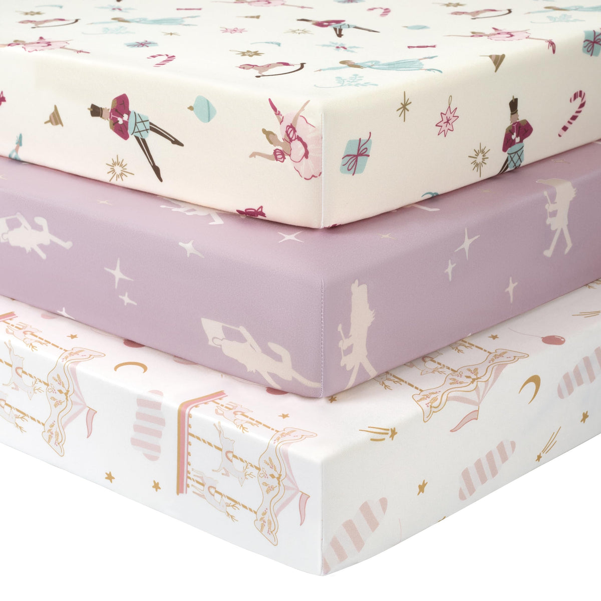 Cot Bed Sheets 140 x 70cm Fitted, 3 Pack Baby Cot Sheets, Ultra Soft & Silky Smooth Microfiber Toddler Bed Sheets Pink Rainbow