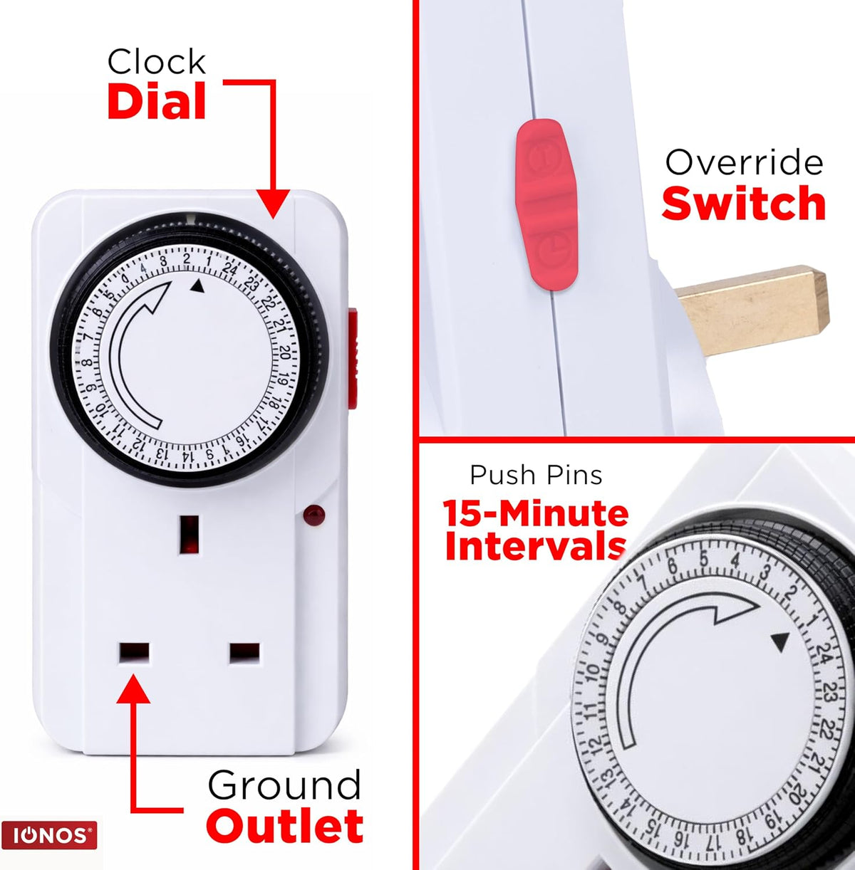 Status IONOS 24 Hour Plug-in Timer Switch, Mechanical Option B, White