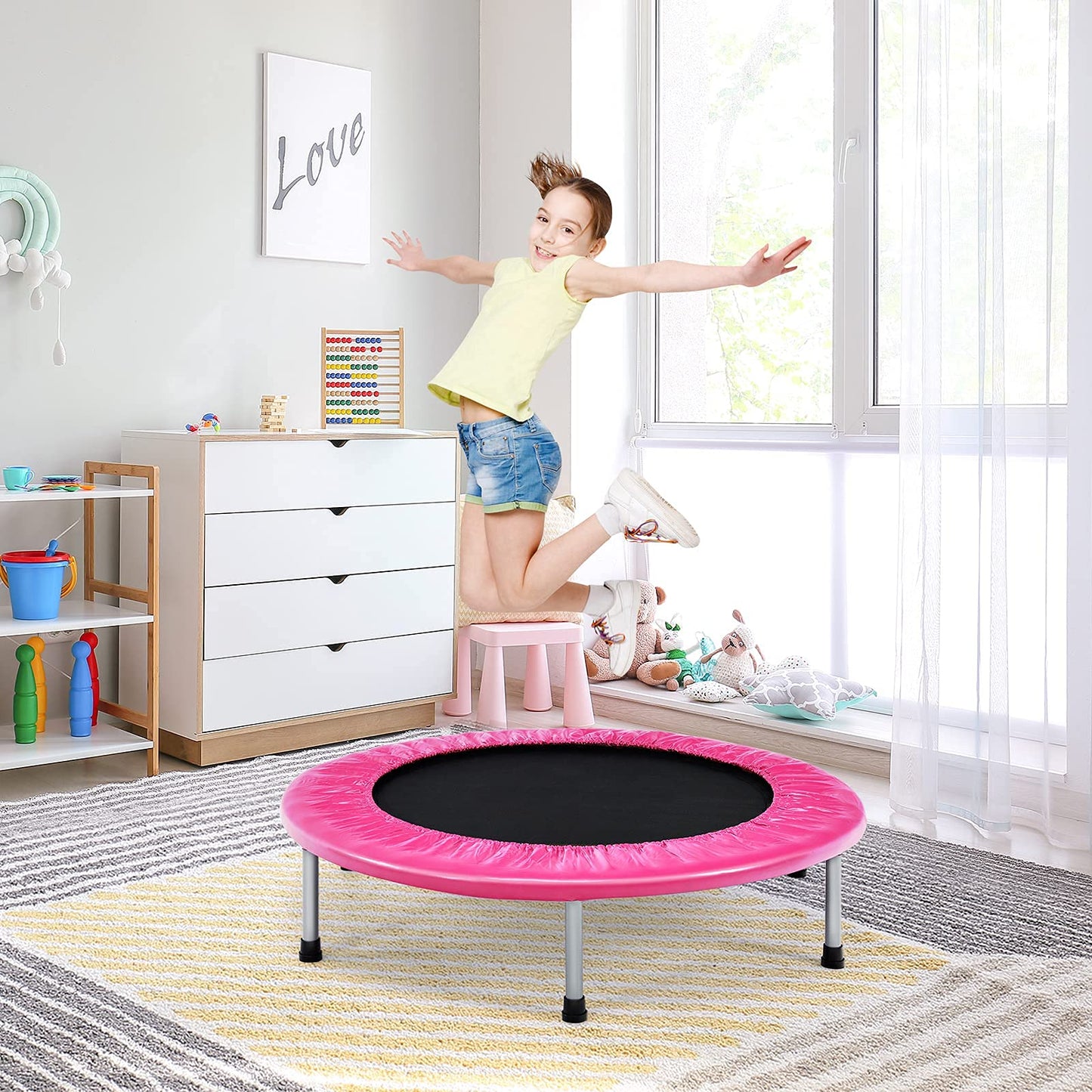 COSTWAY 38" Foldable Mini Fitness Trampoline with Carry Bag — Max 150 kg