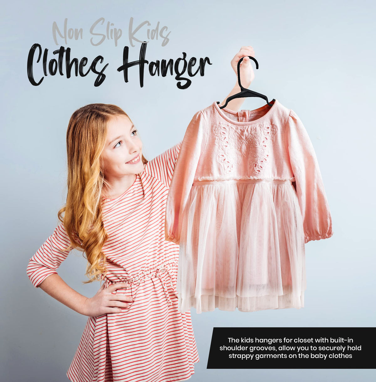 Utopia Home 20pcs Kids Hangers - 28cm Plastic Baby Hangers for Closet - Kids Hanger for Clothes and Baby Hanger for Closet - for Daily Standard Use (Grey)
