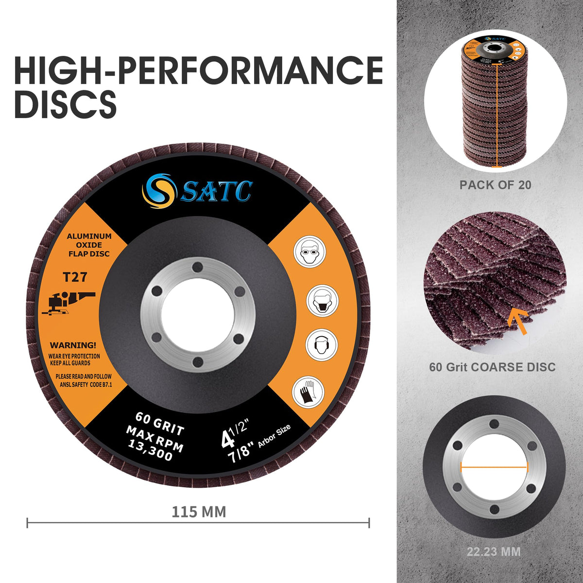 SATC Flap Discs 115mm 10 Pack Grinding Discs 120 Grit for Angle Grinder to Sanding Grinding Metal Wood