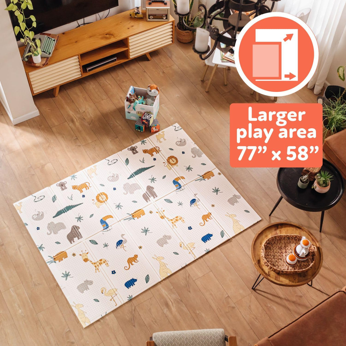 Nuby Foldable Reversible Baby Play Mat, 150 x 200 cm, XXL, 0M+, Rainbow