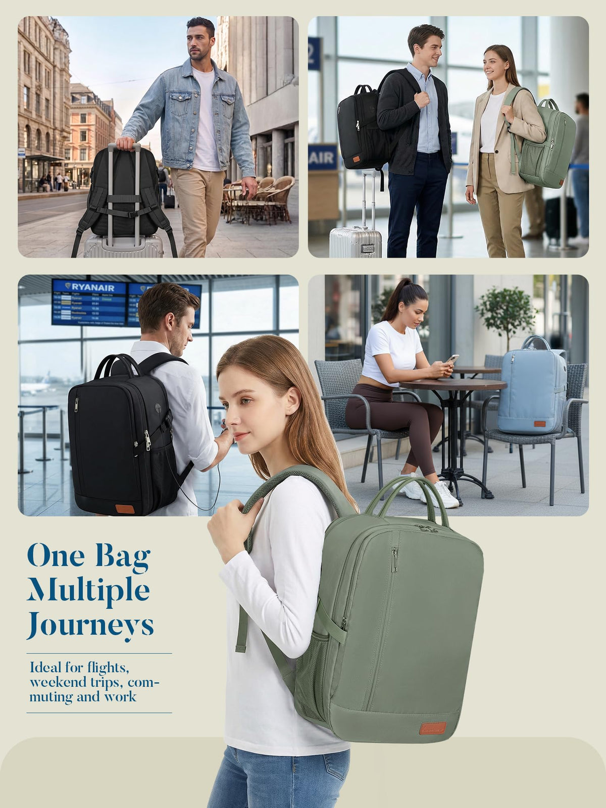 For Ryanair Cabin Bags 40x30x20 Underseat Travel Carry-on School Backpack