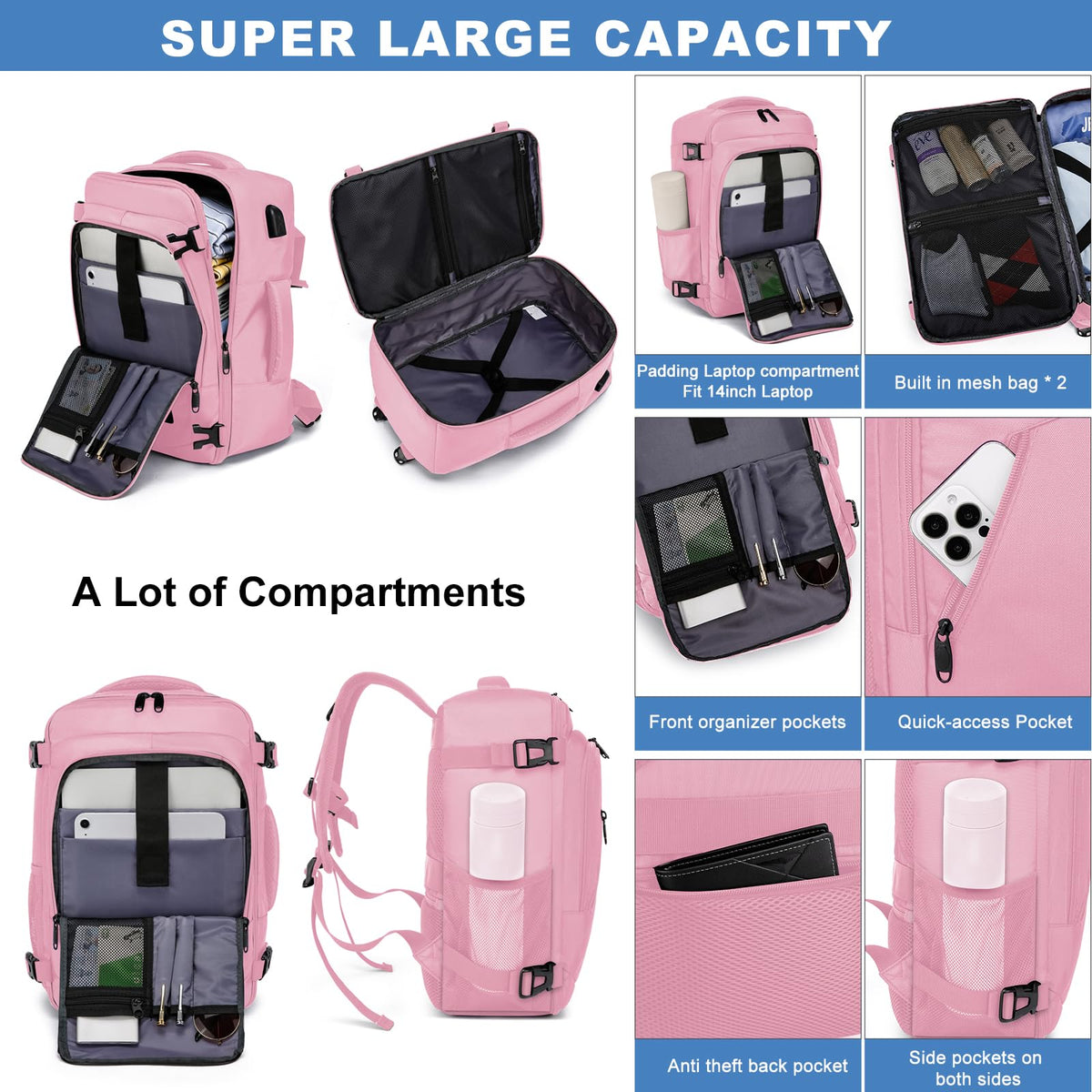 Ryanair Cabin Bags 40x30x20 Underseat 24L Small Travel Backpack Cabin Size