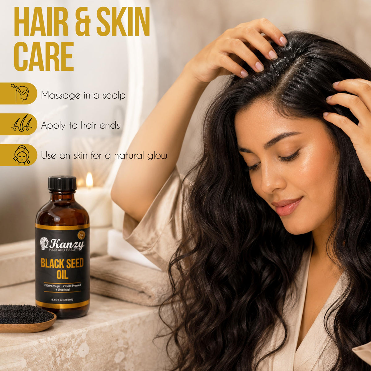 Kanzy Vitamin E Oil for Skin, Hair, Lips and Face - Naturally Sourced Multi-Purpose Plant-Based Vitamin E Oil for Hair Growth as Skincare and Haircare Product for both Men and Women (30 ml)