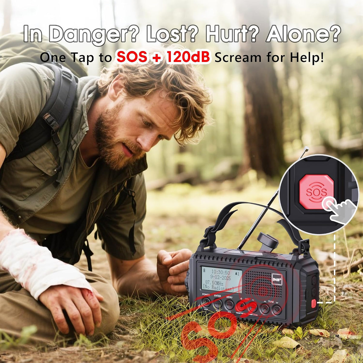 ROCAM Wind up Radio Solar, Battery, Torch, Portable DAB Radio