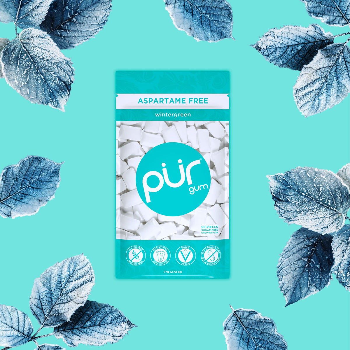 PUR Gum, Spearmint, Xylitol Gum, No Artificial flavour, 55 Count