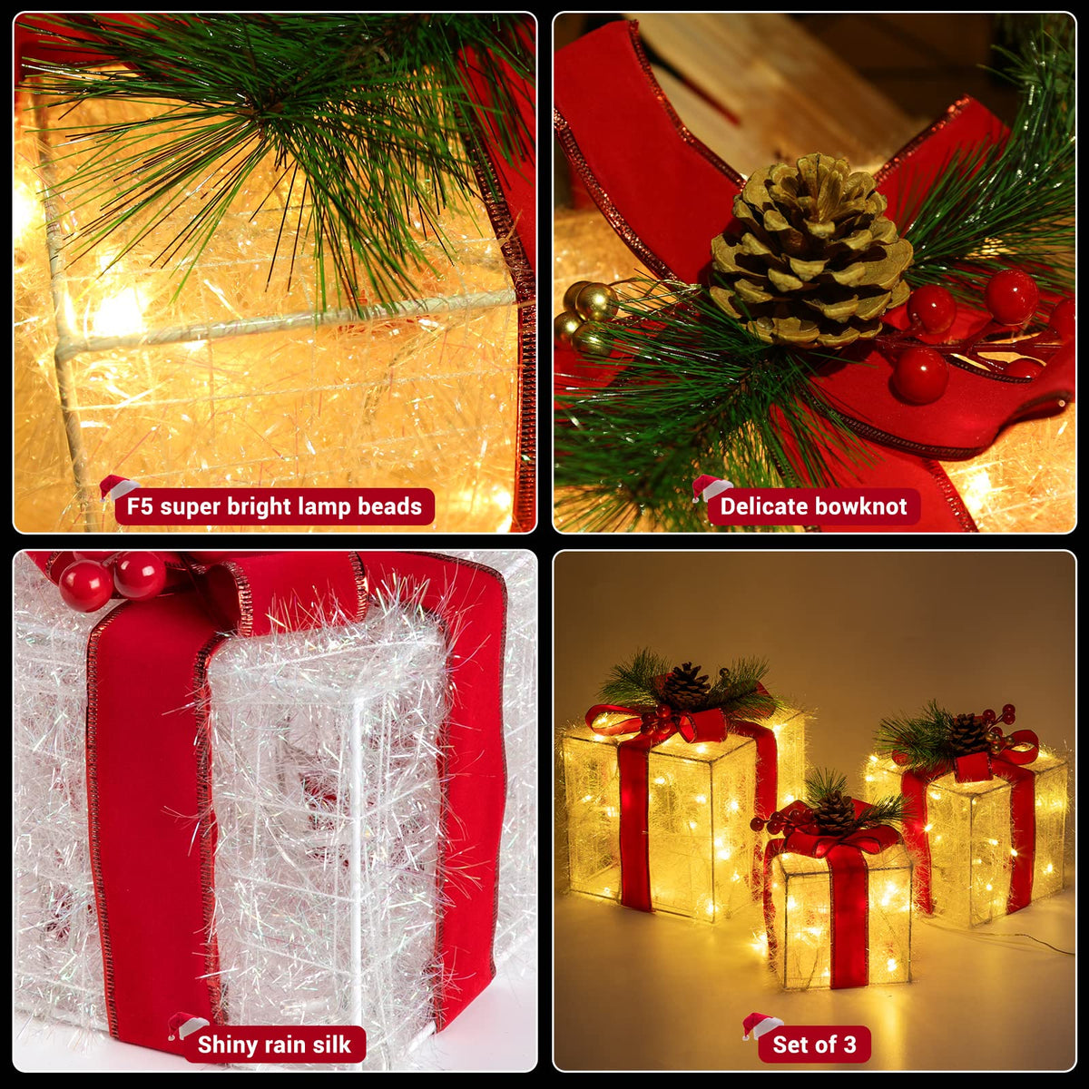 Light up Present Boxes Christmas 140LED, 3 Christmas Parcel Lights