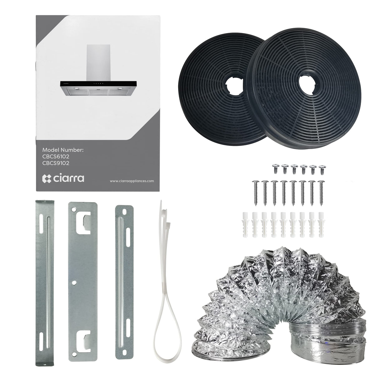 CIARRA CBCF003 Recirculating Filter Carbon Charcoal Filters Replacement for Cooker Hoods (Pack of 2)