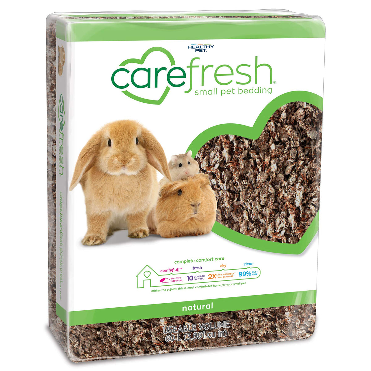 Carefresh 99% Dust-Free White Natural Paper Small Pet Bedding with Odor Control, 10L, White