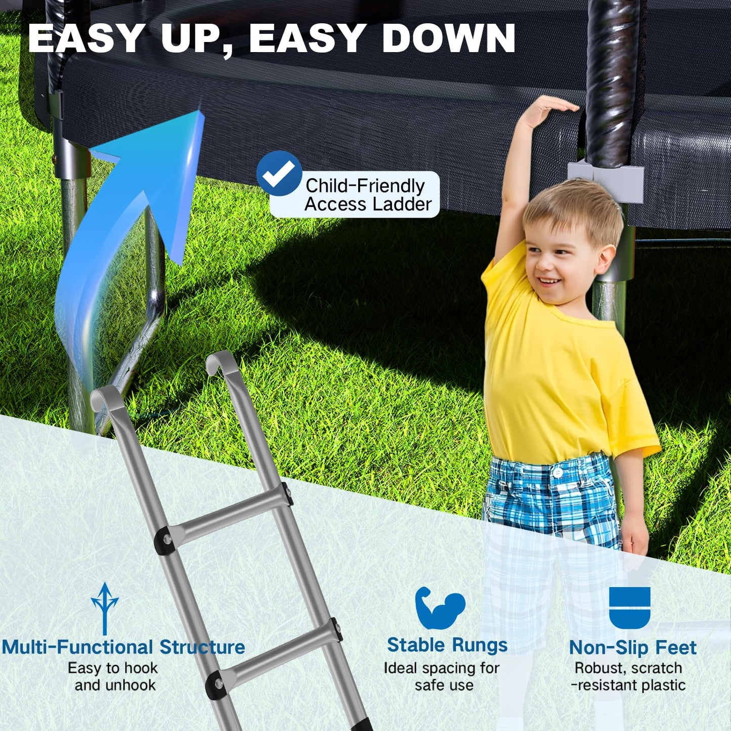 Devoko 7.5ft Rectangular Garden Trampoline with Safety Net — 42 Springs, Padded Edges