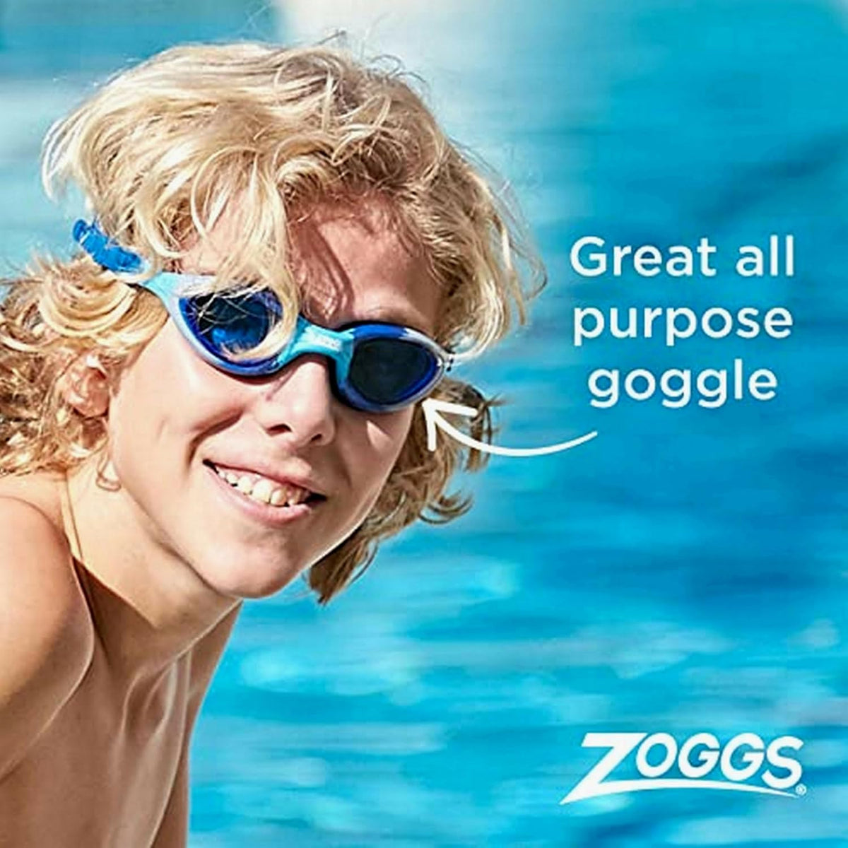 Zoggs Super Seal Kids Swimming Goggles, UV Protection, Quick Adjust Split Yoke Comfort Strap, Fog Free Clear Swim Goggle Lenses, Ages 6-14