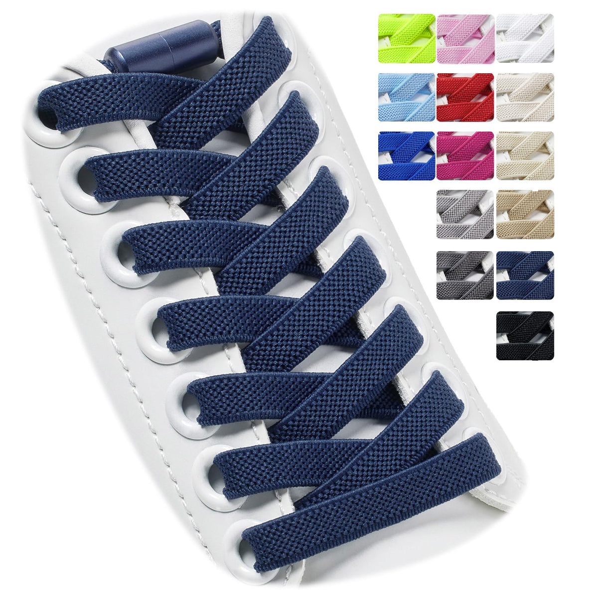 2 Pairs Elastic Shoe Laces for Trainers, 8mm Shoelace