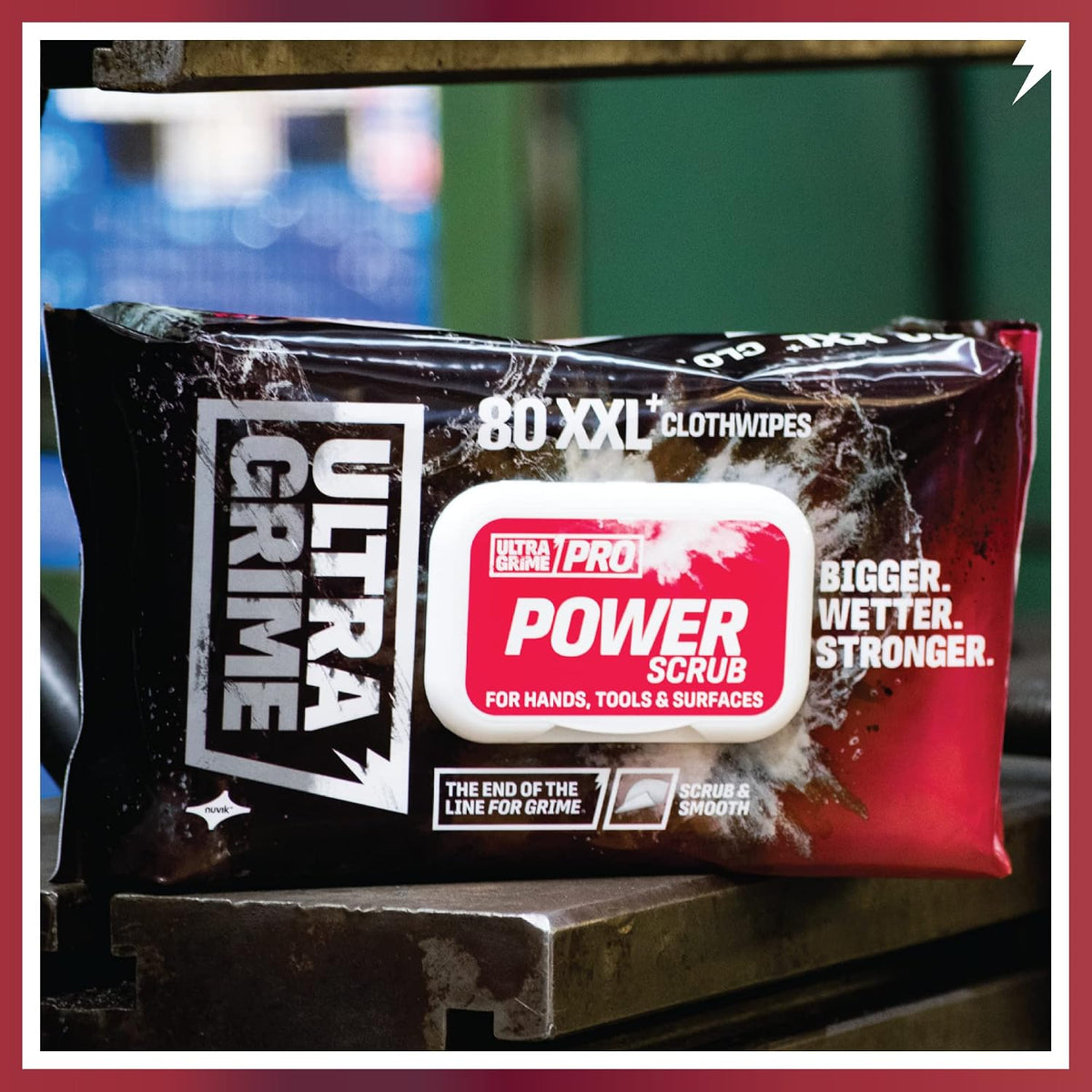 UltraGrime PRO Power Scrub Wet Wipes - Heavy-Duty Cleaning Cloths & Hand Wipes Multi Purpose Kitchen, Toilet, Floor & Surface Scrubbing Wipes Alcohol-Free - Extra Large Professional Wipes (Pack of 80)